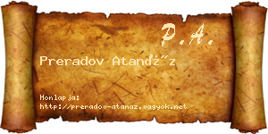 Preradov Atanáz névjegykártya
